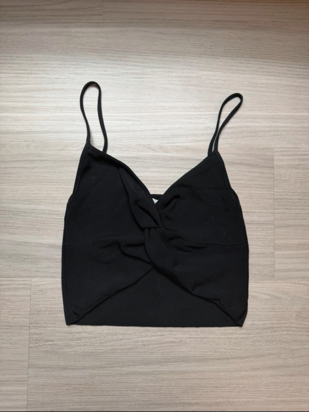 Zara Black Twist-Front Spaghetti Strap Crop Top